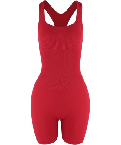 Power Romper for Women Workout Yoga Gym Seamless One Piece Racerback Jumpsuit Tummy Control Padded Sports Bra Chili Red $16.4...