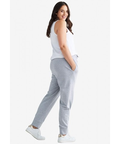 Women's Plus Size French Terry Drawstring Sweatpants Pants Black $22.52 Activewear