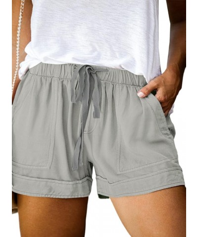 Womens Plus Size Comfy Drawstring Casual Elastic Waist Pocketed Shorts,1X-5X C Gray $17.99 Activewear