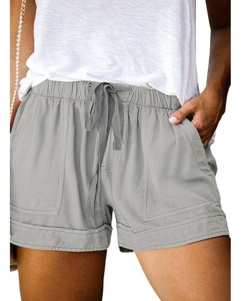 Womens Plus Size Comfy Drawstring Casual Elastic Waist Pocketed Shorts,1X-5X C Gray $17.99 Activewear