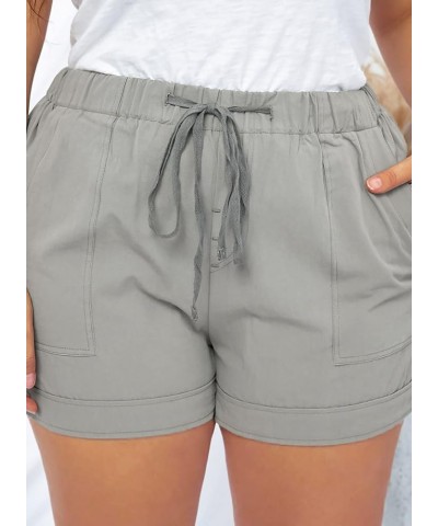 Womens Plus Size Comfy Drawstring Casual Elastic Waist Pocketed Shorts,1X-5X C Gray $17.99 Activewear