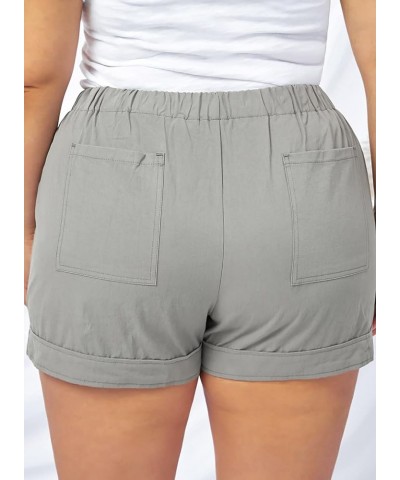 Womens Plus Size Comfy Drawstring Casual Elastic Waist Pocketed Shorts,1X-5X C Gray $17.99 Activewear