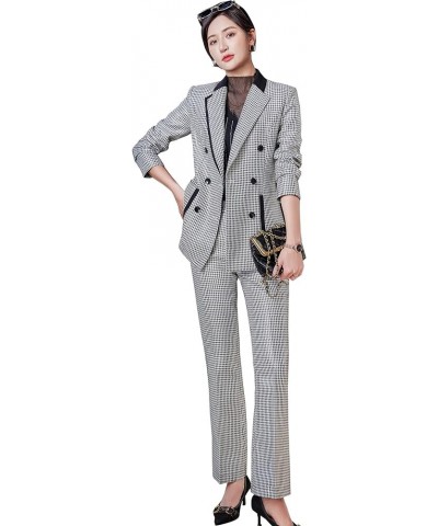 Womens Business Work Suit Set Blazer Pants for Office Lady Suit Set Slim Fit Blazer Pant White-black $26.95 Suits