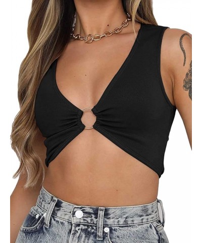 Women Sexy Y2k Corset Like Crop Top Deep V Neck Bra Night Going Out Festival Rave Top Black $10.78 Others