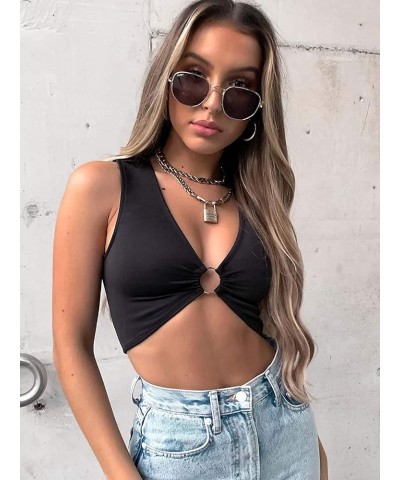 Women Sexy Y2k Corset Like Crop Top Deep V Neck Bra Night Going Out Festival Rave Top Black $10.78 Others