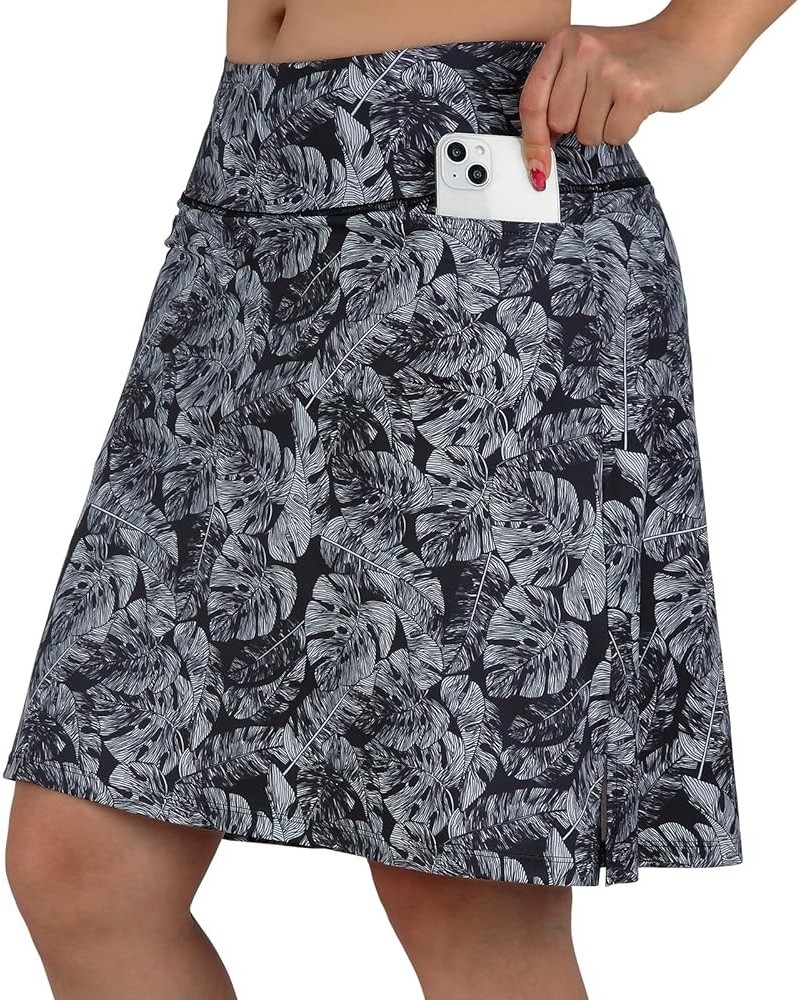 Skorts Skirts for Women,20" Knee Length Skirted for Women,Athletic Skirt with Shorts Grey Leaf $24.59 Activewear