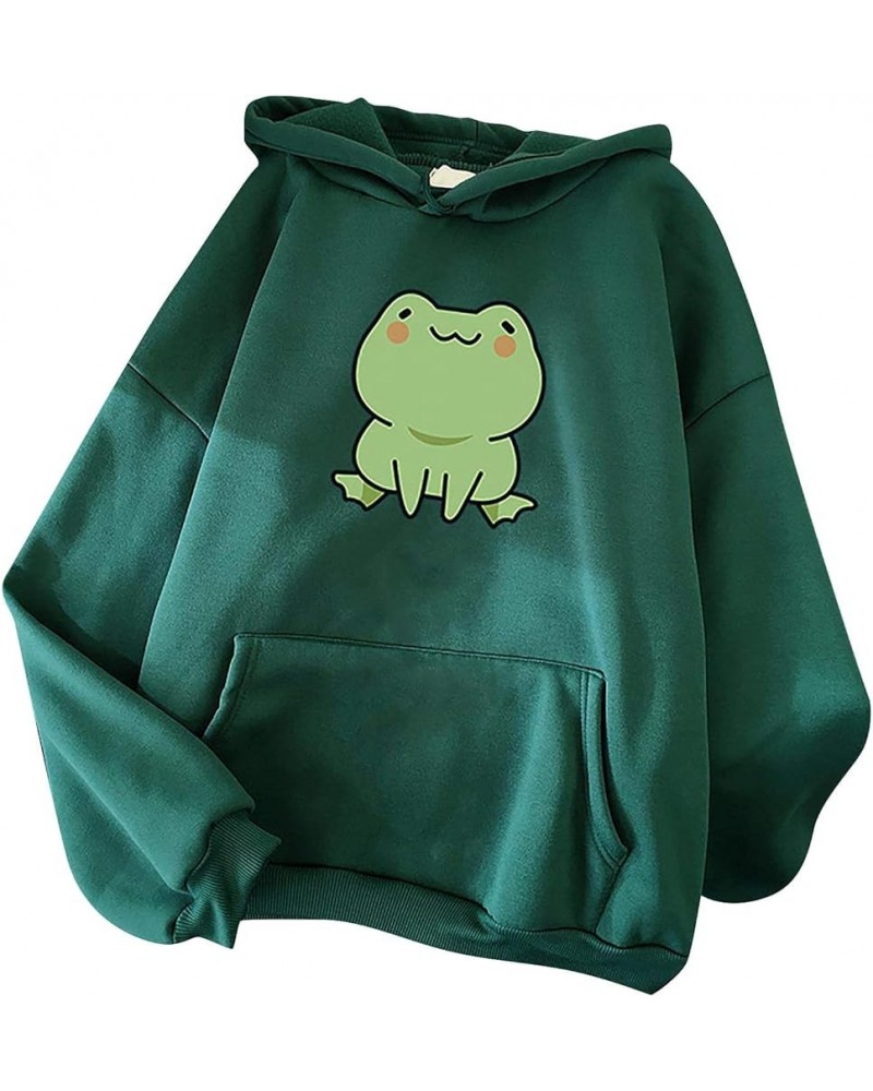 Women Cute Frog Sweatshirt Kawaii Hoodie for Teen Girls Aesthetic Cottagecore Clothes Feminino Hoodies Fall Fashion Coat Army...