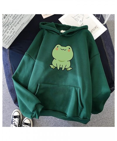 Women Cute Frog Sweatshirt Kawaii Hoodie for Teen Girls Aesthetic Cottagecore Clothes Feminino Hoodies Fall Fashion Coat Army...