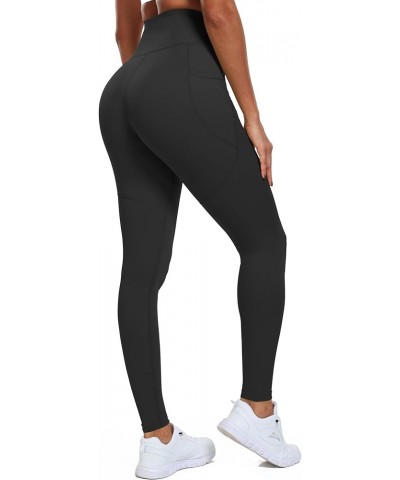 Nylon Thick High Waist Yoga Pants with Pockets, Tummy Control Workout Running Yoga Leggings for Women 38 1 Pack, Black $10.00...