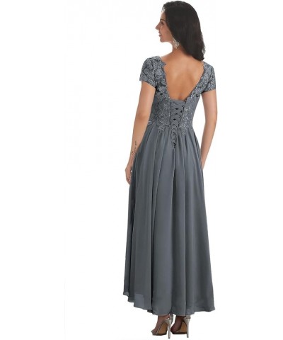 Mother of The Bride Dresses with Short Sleeves Lace Applique Pleated Chiffon Formal Evening Gown Lavender $38.49 Dresses