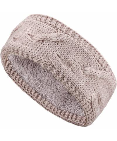 BYOS Womens Chic Cold Weather Enhanced Warm Fleece Lined Crochet Knit Stretchy Fit Cable Knit Light Beige $10.61 Jackets