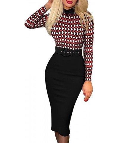 Ladies Print Dress Business Office Long Sleeves Elegant Suits Dresses Pencil Formal Dress Work Dresses for Women Red $8.50 Ac...