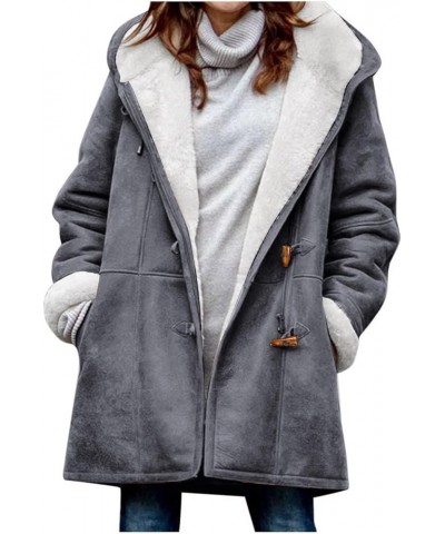 Fur Coats for Women Faux Women’s Fleece Sweatshirt Jacket - Full Zip Sherpa Jacket Coat for Women 02-gray $17.22 Jackets