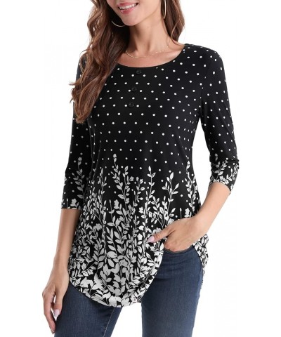 Women's 3/4 Sleeve Tunic Tops Floral Print Casual Flare Swing Blouse Buttons Up T Shirts Xmas Snow $18.23 Tops