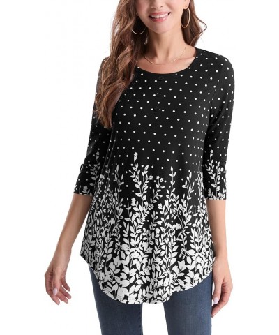 Women's 3/4 Sleeve Tunic Tops Floral Print Casual Flare Swing Blouse Buttons Up T Shirts Xmas Snow $18.23 Tops