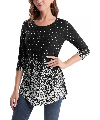 Women's 3/4 Sleeve Tunic Tops Floral Print Casual Flare Swing Blouse Buttons Up T Shirts Xmas Snow $18.23 Tops