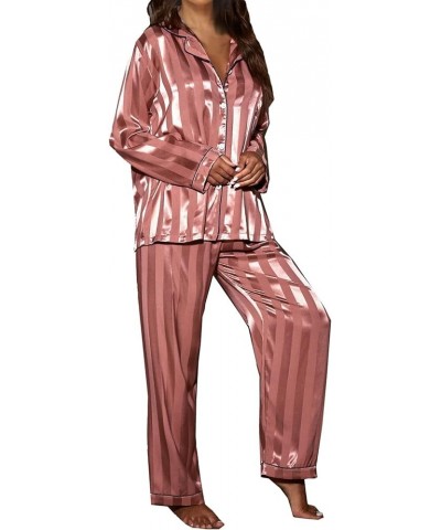 Silk Pajamas for Women Plus Size Womens Pajama Sets Cotton Shorts Silk Lace Pajamas Lounge Set A-hot Pink $16.68 Sleep & Lounge