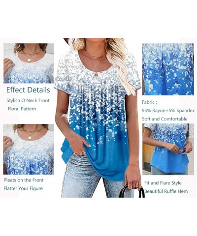 Women's Summer Short Sleeve Tunic Plus size ladies shirts Floral Blouse Loose Flowy Tops for Leggings M-4XL A 01-navy-stripes...