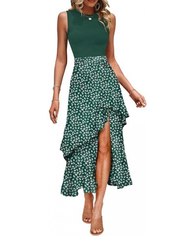 Women's Summer 2024 Maxi Dress Spaghetti Strap Spring Casual Boho Split Beach Long Flowy Dresses Trendy Green $24.63 Dresses