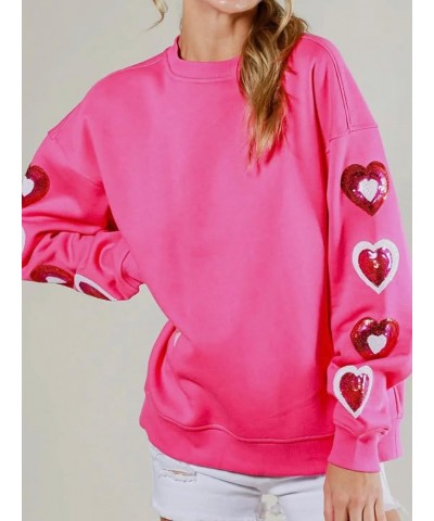 Women Oversized Heart Print Sweater Valentine 's Day Love Heart Sweatshirts Cute Graphic Long Sleeve Pullover Tops Sequin Pin...