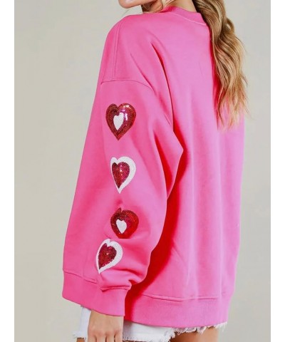 Women Oversized Heart Print Sweater Valentine 's Day Love Heart Sweatshirts Cute Graphic Long Sleeve Pullover Tops Sequin Pin...