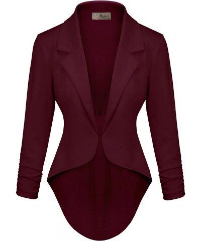 Women's Casual Work Comfy Open Front High Low Notch Lapel Office Blazer Jacket Made in USA 1073t-wine $14.24 Blazers