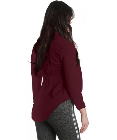 Women's Casual Work Comfy Open Front High Low Notch Lapel Office Blazer Jacket Made in USA 1073t-wine $14.24 Blazers