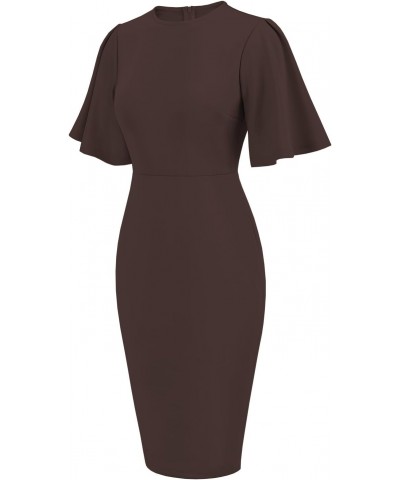 1950's Women's Vintage Stretchy Work Casual Bodycon Sheath Pencil Dress for Women 1189 (Brown, M) $19.59 Dresses