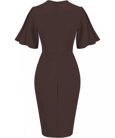 1950's Women's Vintage Stretchy Work Casual Bodycon Sheath Pencil Dress for Women 1189 (Brown, M) $19.59 Dresses