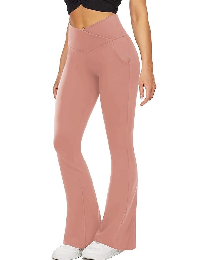 Flare Leggings for Women,2023 Spring Sexy V Crossover Bootcut Yoga Pants Stretch High Waisted Sweatpant D-pink $7.24 Leggings