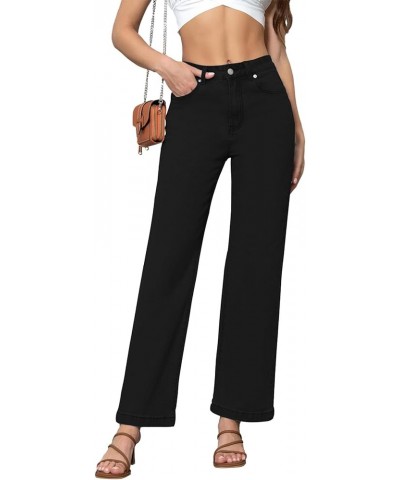 Womens Jeans High Waisted Straight Leg Loose Stretchy Lightweight Tummy Control Trendy Boyfriend Jeans for Women Black $29.99...