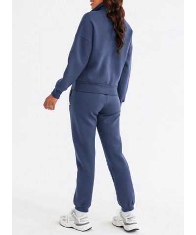 Women 2 Piece Outfits Sweatsuit Lounge Set Half Zip Pullover with Jogger Airport Tracksuit Matching Pants Set Q Navy Blue $26...