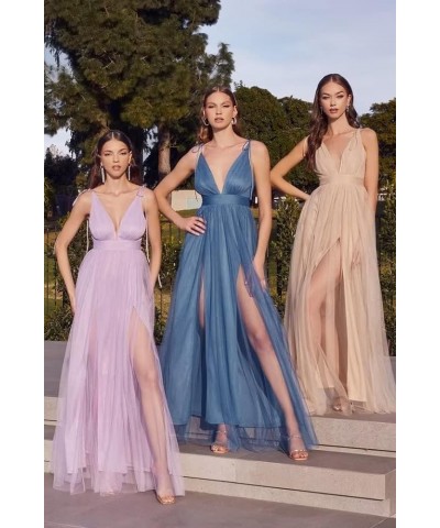 Tulle Long Prom Dresses Spaghetti Strap Deep V-Neck Sexy Split Formal Evening Party Gowns. Coral $36.25 Dresses