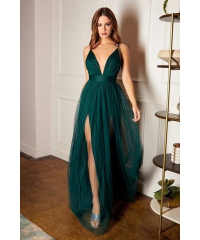 Tulle Long Prom Dresses Spaghetti Strap Deep V-Neck Sexy Split Formal Evening Party Gowns. Coral $36.25 Dresses