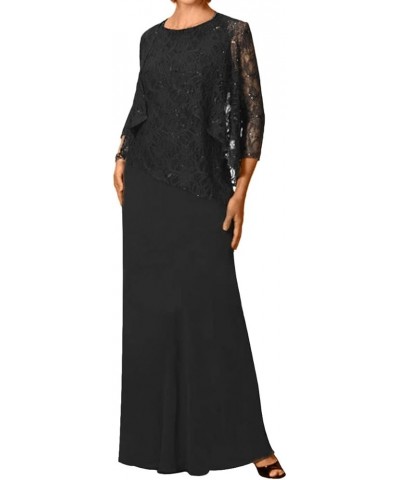 Mother of The Bride Dresses Long Evening Formal Dress Lace Wedding Guest Dresses Jacket Black $36.75 Dresses