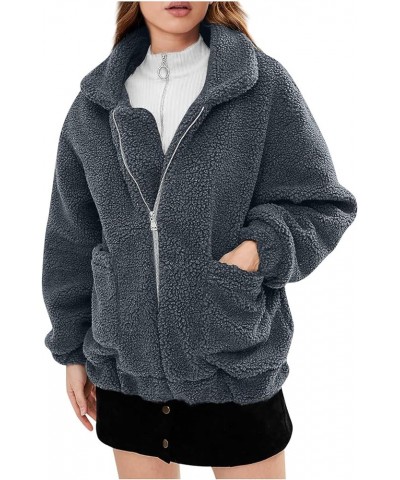 Sherpa Coats for Women Fall Winter Warm Fuzzy Fleece Jacket 2024 Fashion Zip Up Hoodie A-royal Blue $13.19 Jackets