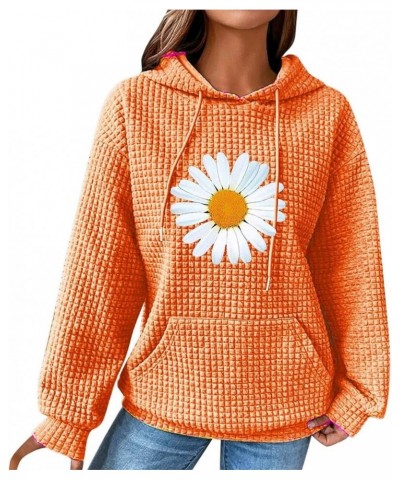 Oversized Sweatshirt for Women Fall Hoodies Dandelion Daisy Printed Hooded Sweatshirt Casual Pullover with Pockets 03-orange ...