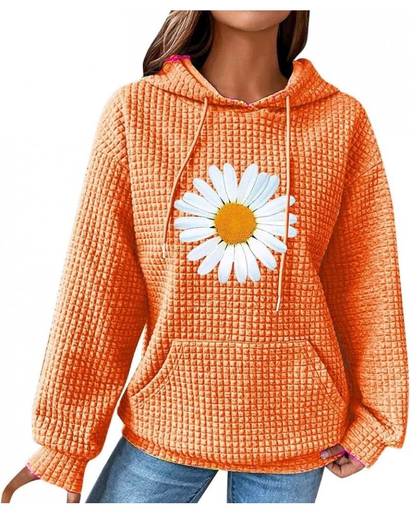 Oversized Sweatshirt for Women Fall Hoodies Dandelion Daisy Printed Hooded Sweatshirt Casual Pullover with Pockets 03-orange ...