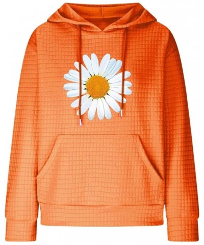 Oversized Sweatshirt for Women Fall Hoodies Dandelion Daisy Printed Hooded Sweatshirt Casual Pullover with Pockets 03-orange ...