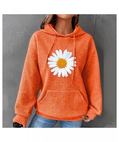 Oversized Sweatshirt for Women Fall Hoodies Dandelion Daisy Printed Hooded Sweatshirt Casual Pullover with Pockets 03-orange ...