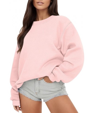 Womens Sweatshirts Long Sleeve Crew Neck Pullover Sweatshirt Casual 2023 Teens Girls Fashion Cute Fall Outfits Shirts Z1-pink...