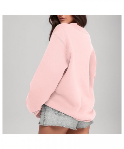 Womens Sweatshirts Long Sleeve Crew Neck Pullover Sweatshirt Casual 2023 Teens Girls Fashion Cute Fall Outfits Shirts Z1-pink...