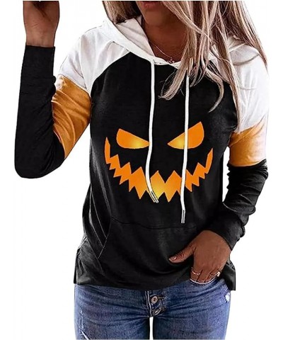 Women's Halloween Shirts Skull Silhouette Graphic Hoodie T Shirts Casual Loose Long Sleeve Pullover T Shirt Black-06 $12.59 H...