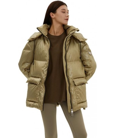 Eileen Women's Oversized Down Puffer Coat Jacket | Side Vents | 700+ Fill Power Khaki $80.49 Jackets