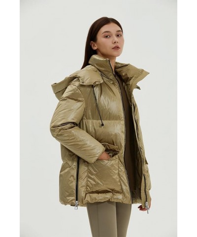 Eileen Women's Oversized Down Puffer Coat Jacket | Side Vents | 700+ Fill Power Khaki $80.49 Jackets