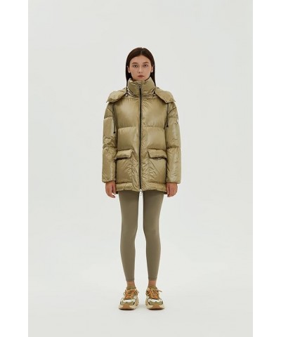 Eileen Women's Oversized Down Puffer Coat Jacket | Side Vents | 700+ Fill Power Khaki $80.49 Jackets