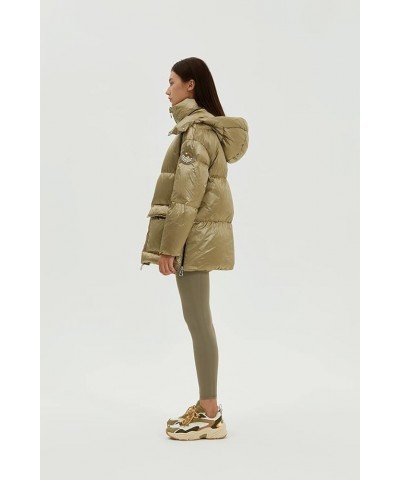 Eileen Women's Oversized Down Puffer Coat Jacket | Side Vents | 700+ Fill Power Khaki $80.49 Jackets