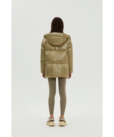 Eileen Women's Oversized Down Puffer Coat Jacket | Side Vents | 700+ Fill Power Khaki $80.49 Jackets