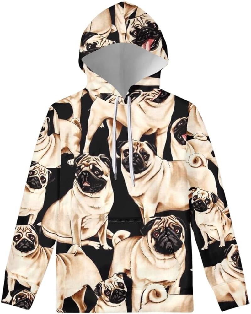 Women's Hooded Sweatshirts Lightweight Thin Loose Fit Sports Sweaters Pamaja Home Outdoor Gym Pug Dogs $10.50 Activewear