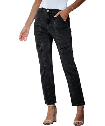 Jeans for Women Fashion Cargo Pants High Waisted Stretch Straight Leg Distressed Denim Pants Vintage Black $22.05 Jeans